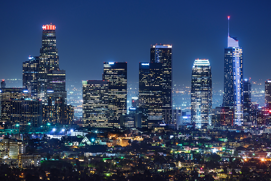 Downtown Los Angeles skyline at night | Fortress Data Centers